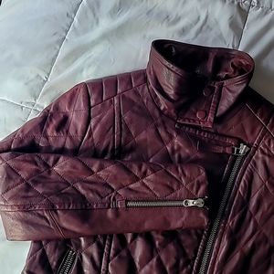 Mackage burgundy leather biker jacket